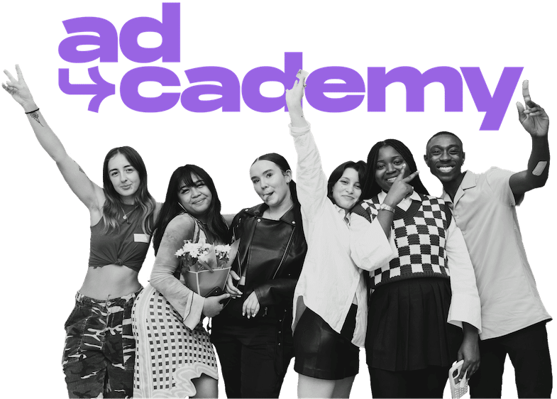 The Adcademy happy students raising their arms